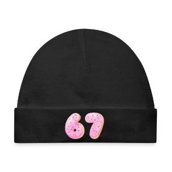 67 Six Seven Zahl 67 Meme Cream Donut - Baby Premium Organic Mütze - Schwarz - Vorne