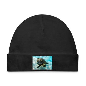 Schwimmende Schildkröte - Baby Premium Organic Mütze - Schwarz - Vorne
