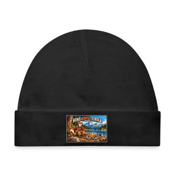 Wandern, grillen, entspannen – Campfire Fox - Baby Premium Organic Mütze - Schwarz - Vorne