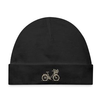 BIKE IN BLOOM – Fahrrad & Blumen Design - Baby Premium Organic Mütze - Schwarz - Vorne