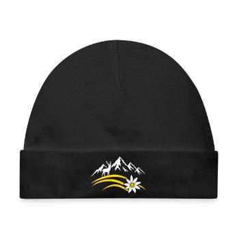 Alpenberg Edelweiss Hirsch Bayerisches Wandern - Baby Premium Organic Mütze - Schwarz - Vorne