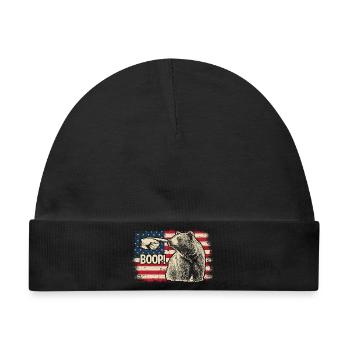 Funny Bear Boop The Snoot American Flag Patriotic - Baby Premium Organic Mütze - Schwarz - Vorne