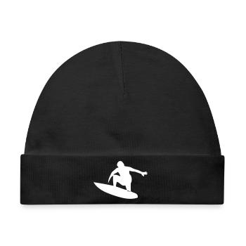 Surfer mit Surfboard - Baby Premium Organic Mütze - Schwarz - Vorne