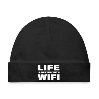 LIFE IS BETTER WITH WIFI - Baby Premium Organic Mütze - Schwarz - Vorne