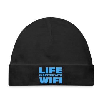 LIFE IS BETTER WITH WIFI - Baby Premium Organic Mütze - Schwarz - Vorne