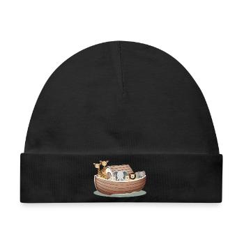 Niedliche Tierillustration – Arche Noah mit Tieren - Baby Premium Organic Mütze - Schwarz - Vorne