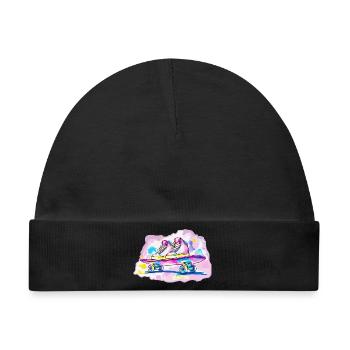 Skateboard mit Schuhe - Baby Premium Organic Mütze - Schwarz - Vorne