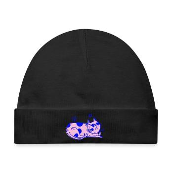 Stylische Katze – Relaxed Retro Vibes - Baby Premium Organic Mütze - Schwarz - Vorne