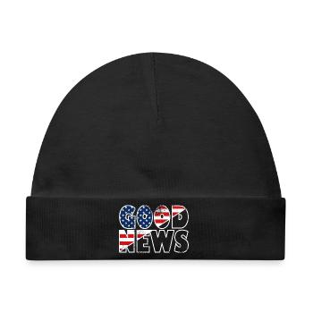 GOOD NEWS Stars and Stripes Bibelvers Evangelium - Baby Premium Organic Mütze - Schwarz - Vorne