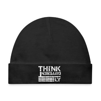 Anders denken – Grunge Typografie Design - Baby Premium Organic Mütze - Schwarz - Vorne