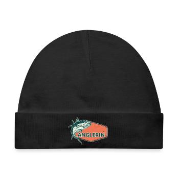 Anglerin Fish USA Design - Baby Premium Organic Mütze - Schwarz - Vorne