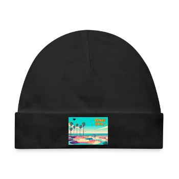 Venice Beach Retro Skater - Baby Premium Organic Mütze - Schwarz - Vorne