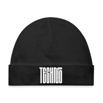 Techno Bold Retro Typografie - Baby Premium Organic Mütze - Schwarz - Vorne
