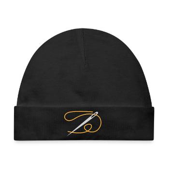 Goldener Faden Nadel Ornament - Baby Premium Organic Mütze - Schwarz - Vorne