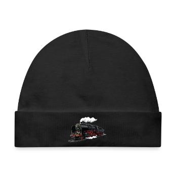 Dampflok Retro-Illustration - Baby Premium Organic Mütze - Schwarz - Vorne