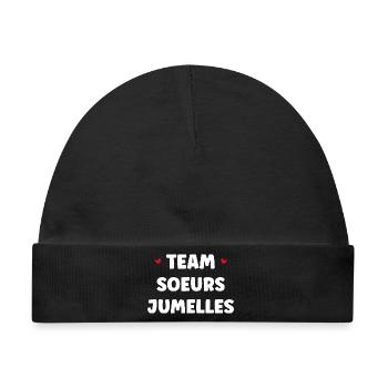 Team Zwillingsschwestern - Baby Premium Organic Mütze - Schwarz - Vorne