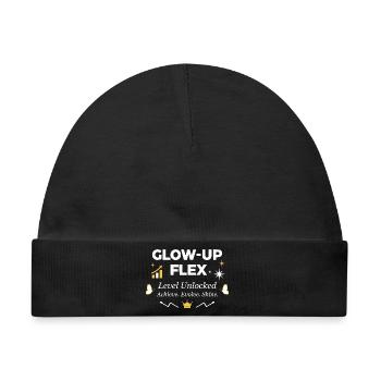 Glow-Up Flex Level Unlocked Personal Growth - Baby Premium Organic Mütze - Schwarz - Vorne