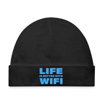 LIFE IS BETTER WITH WIFI - Baby Premium Organic Mütze - Schwarz - Vorne