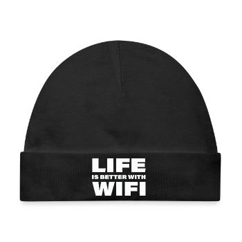 LIFE IS BETTER WITH WIFI - Baby Premium Organic Mütze - Schwarz - Vorne
