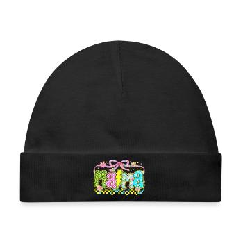Mama Retro Flashy | Neon-Stil Muttertag - Baby Premium Organic Mütze - Schwarz - Vorne