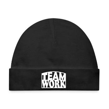 Teamwork Kraftvolles Blockbuchstaben-Design - Baby Premium Organic Mütze - Schwarz - Vorne