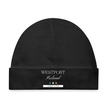 Westport Irland Souvenir – Reise minimalistisch - Baby Premium Organic Mütze - Schwarz - Vorne