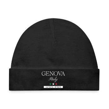 Genua Italien Souvenir – Reise minimalistisch - Baby Premium Organic Mütze - Schwarz - Vorne
