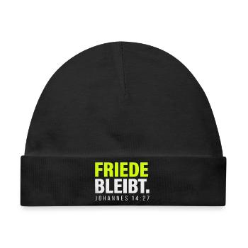 Friede bleibt – Johannes 14,27 - Baby Premium Organic Mütze - Schwarz - Vorne
