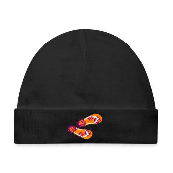 Badelatschen Hawai lila Flip Flops Sommer Urlaub - Baby Premium Organic Mütze - Schwarz - Vorne