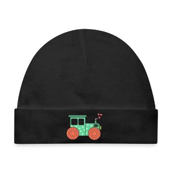 Herz Traktor Nutzfahrzeug Bauernhof Ackerbau Feld - Baby Premium Organic Mütze - Schwarz - Vorne