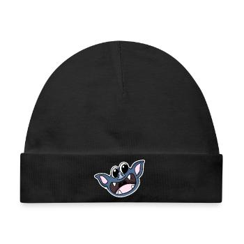 Fledermaus Kopf - Baby Premium Organic Mütze - Schwarz - Vorne