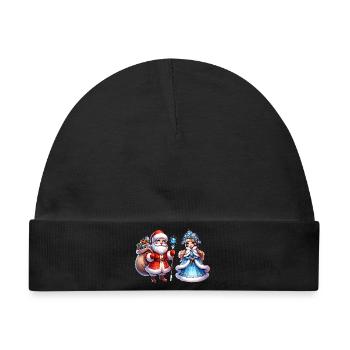 Ded Moroz Snegurotschka russischer Weihnachtsmann - Baby Premium Organic Mütze - Schwarz - Vorne