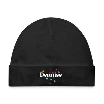 Schöner Mädchenname DENNISE mit Schmetterlingen  - Baby Premium Organic Mütze - Schwarz - Vorne