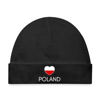 Herz mit polnischer Flagge, polnischer Stolz - Baby Premium Organic Mütze - Schwarz - Vorne