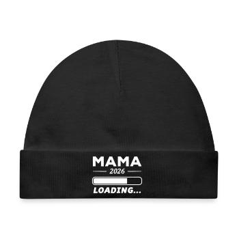 Mama 2026 Loading... - Baby Premium Organic Mütze - Schwarz - Vorne