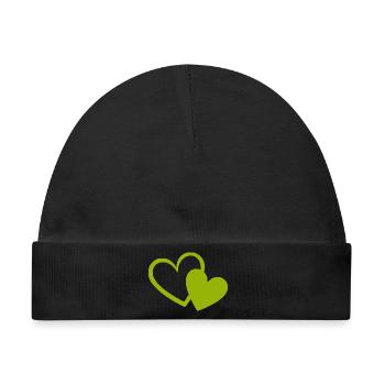 grünes Herz grün grüne Herzen Herzmuster - Baby Premium Organic Mütze - Schwarz - Vorne