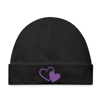 violettes Herz zwei violette Herzen Geschenk  - Baby Premium Organic Mütze - Schwarz - Vorne