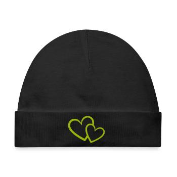grünes Herz grün grüne Herzen Herzmuster  - Baby Premium Organic Mütze - Schwarz - Vorne