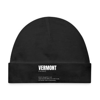 Vermont Wortmark Stil Shirt - Baby Premium Organic Mütze - Schwarz - Vorne