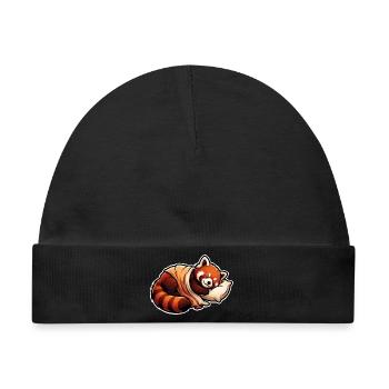 Schlafen Roter Panda - Baby Premium Organic Mütze - Schwarz - Vorne