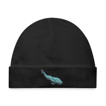 großer Wels Waller Fisch See Weiher cool baden - Baby Premium Organic Mütze - Schwarz - Vorne
