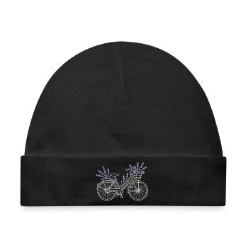 Fahrrad Blumen Lavendel Vintage - Baby Premium Organic Mütze - Schwarz - Vorne