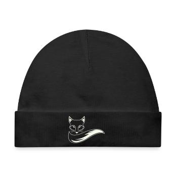 Fuchs Silhouette mit Schweif - Baby Premium Organic Mütze - Schwarz - Vorne