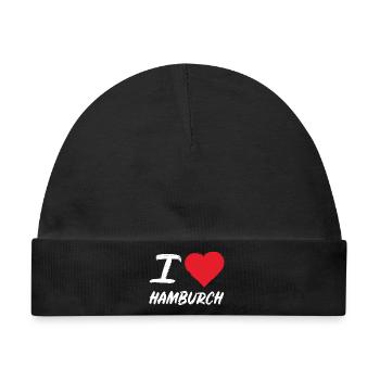 I love Hamburch – Hamburg Herz Dialekt Spruch - Baby Premium Organic Mütze - Schwarz - Vorne
