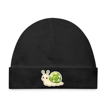 Garden Snail Smile – Garten Schnecke Lächeln - Baby Premium Organic Mütze - Schwarz - Vorne