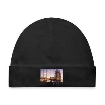 Lissabon Portugal Retro Torre de Belém Souvenir - Baby Premium Organic Mütze - Schwarz - Vorne