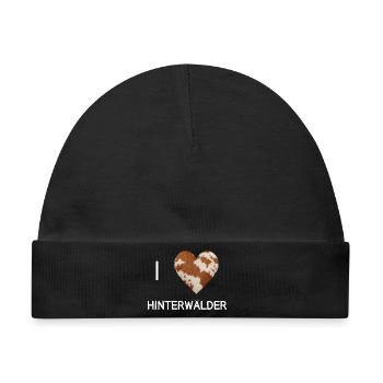 I Love Hinterwälder – Herz für Rinderfans - Baby Premium Organic Mütze - Schwarz - Vorne