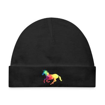 Buntes Einhorn - Baby Premium Organic Mütze - Schwarz - Vorne