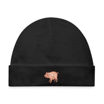 Humorvolles Schwein-Charakter - Baby Premium Organic Mütze - Schwarz - Vorne