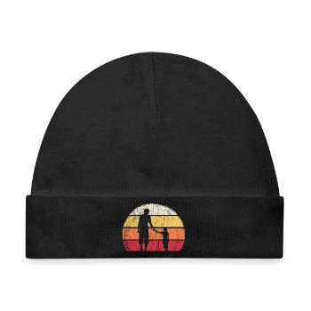 Sunset Silhouette: Vater und Kind - Baby Premium Organic Mütze - Schwarz - Vorne